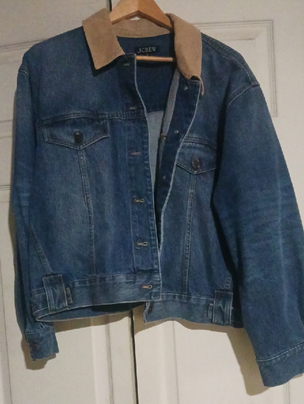 J. Crew Blue Denim Jacket with Tan Corduroy Collar
